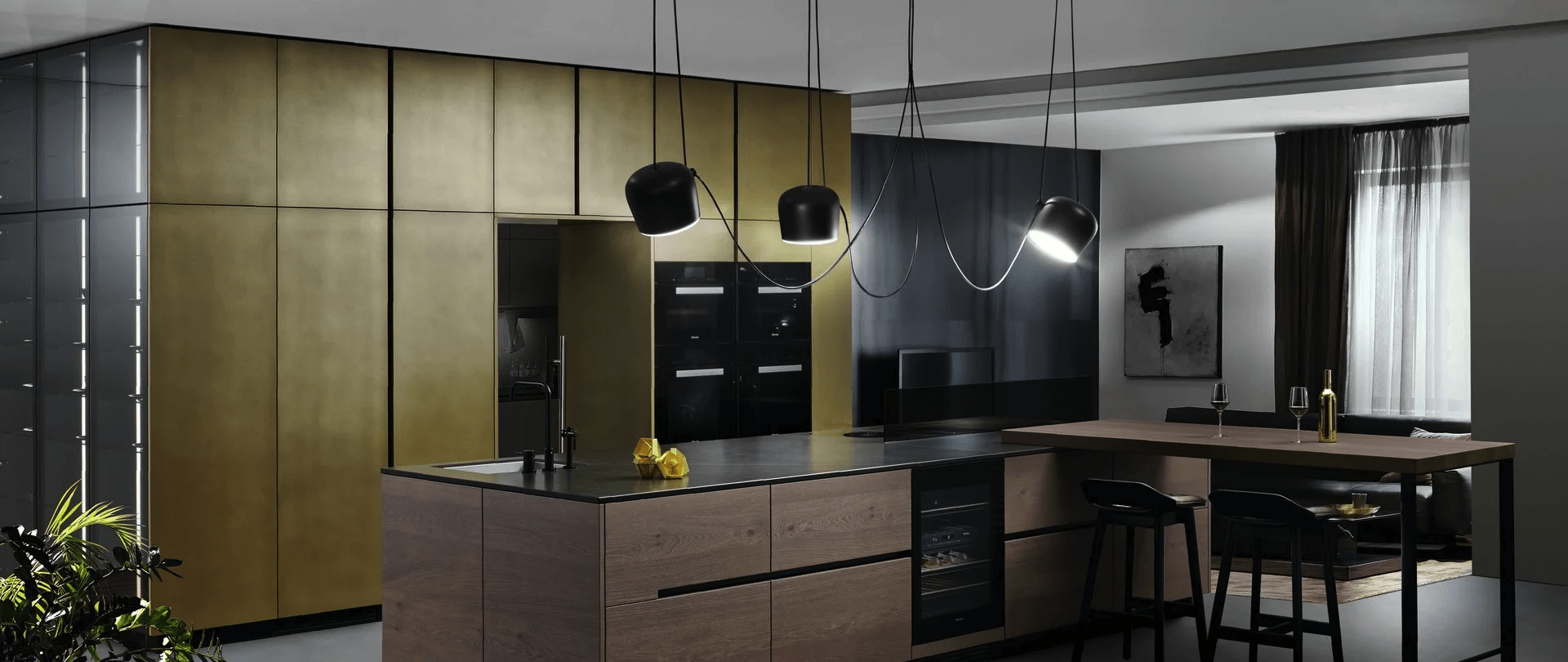 Intuo Designkueche Finiso mit Insel Messing
