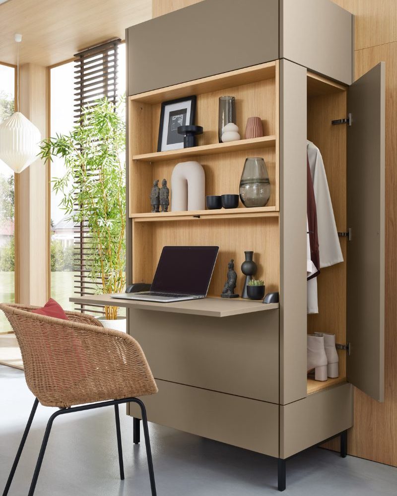 Ballerina Design Inselkueche Rostrot mit Multifunktionsschrank