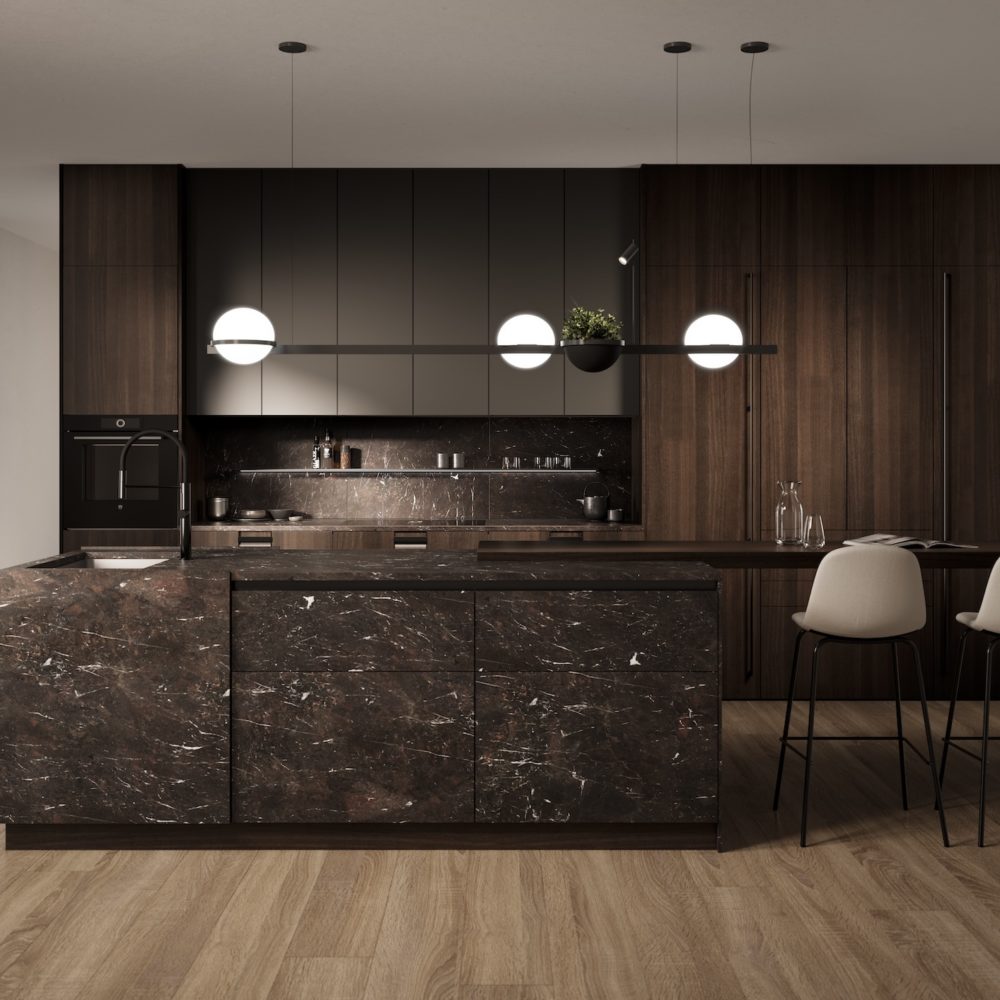 Leicht Rocca Designküche mit Insel und Bartresen