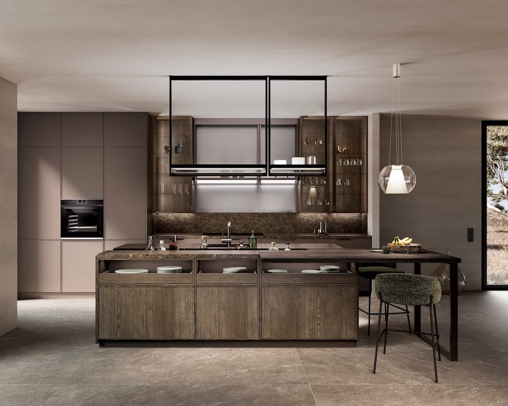 Leicht Wakuu Designkueche Echtholz mit Bartresen