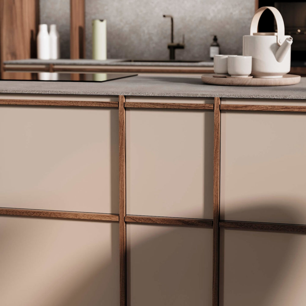 LEICHT Kyoto Inselkueche Nussbaum Creme