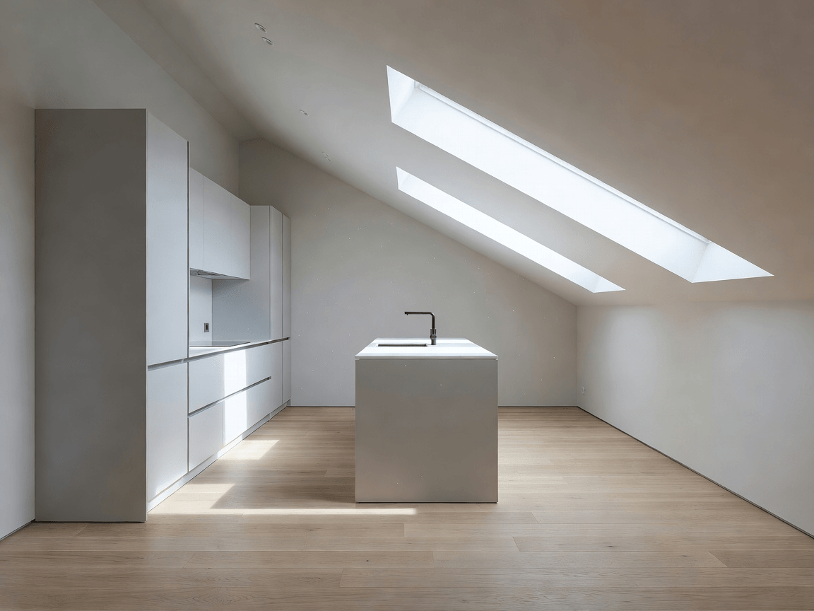 inselkueche unterm dach modern weiss